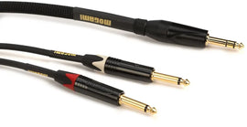 Mogami GOLD GTS-12 Gold Stereo Guitar Cable TRS to Dual TS - 12 feet