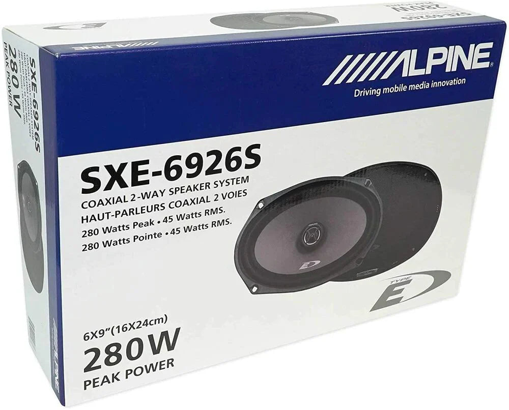 Alpine SXE-6925S SXE Series 2-Way 6x9" Coaxial Speakers, 280W Peak Power