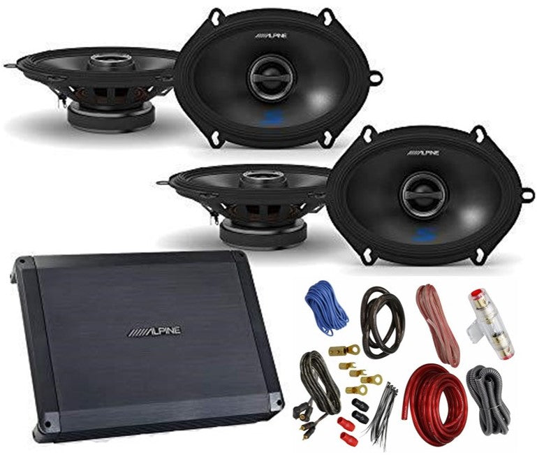Alpine BBX-F1200 Amplifier 2 Pair S2-S68 5X7/6X8 Coax Speakers Amp Kit
