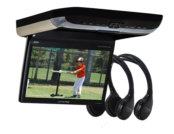 Alpine PKG-RSE3DVD 10.2" overhead video monitor with a built-in DVD player