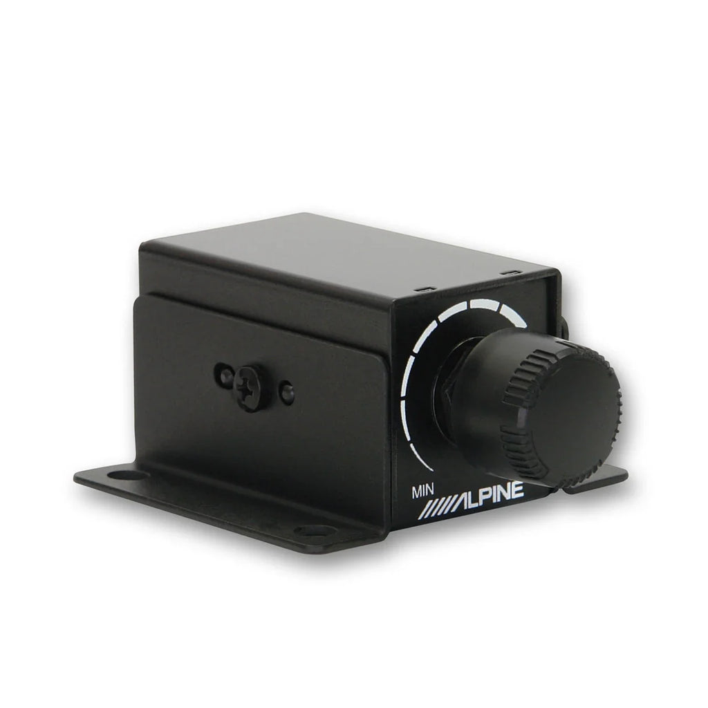 Alpine S2-A55V 5-Ch Amplifier + SS-SB10 10" Shallow Loaded Subwoofer + RUX-KNOB.2 Bass Knob + Accessory Bundle
