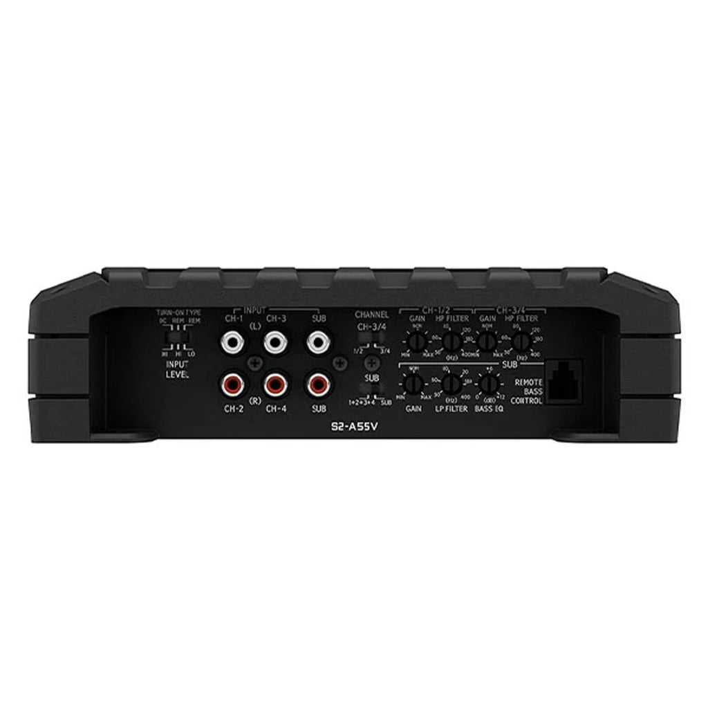 Alpine S2-A55V 5-Ch Amplifier + SS-SB10 10" Shallow Loaded Subwoofer + RUX-KNOB.2 Bass Knob + Accessory Bundle