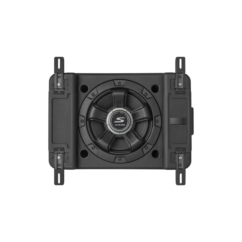 Alpine S2-A55V 5-Ch Amplifier + SS-SB10 10" Shallow Loaded Subwoofer + RUX-KNOB.2 Bass Knob + Accessory Bundle