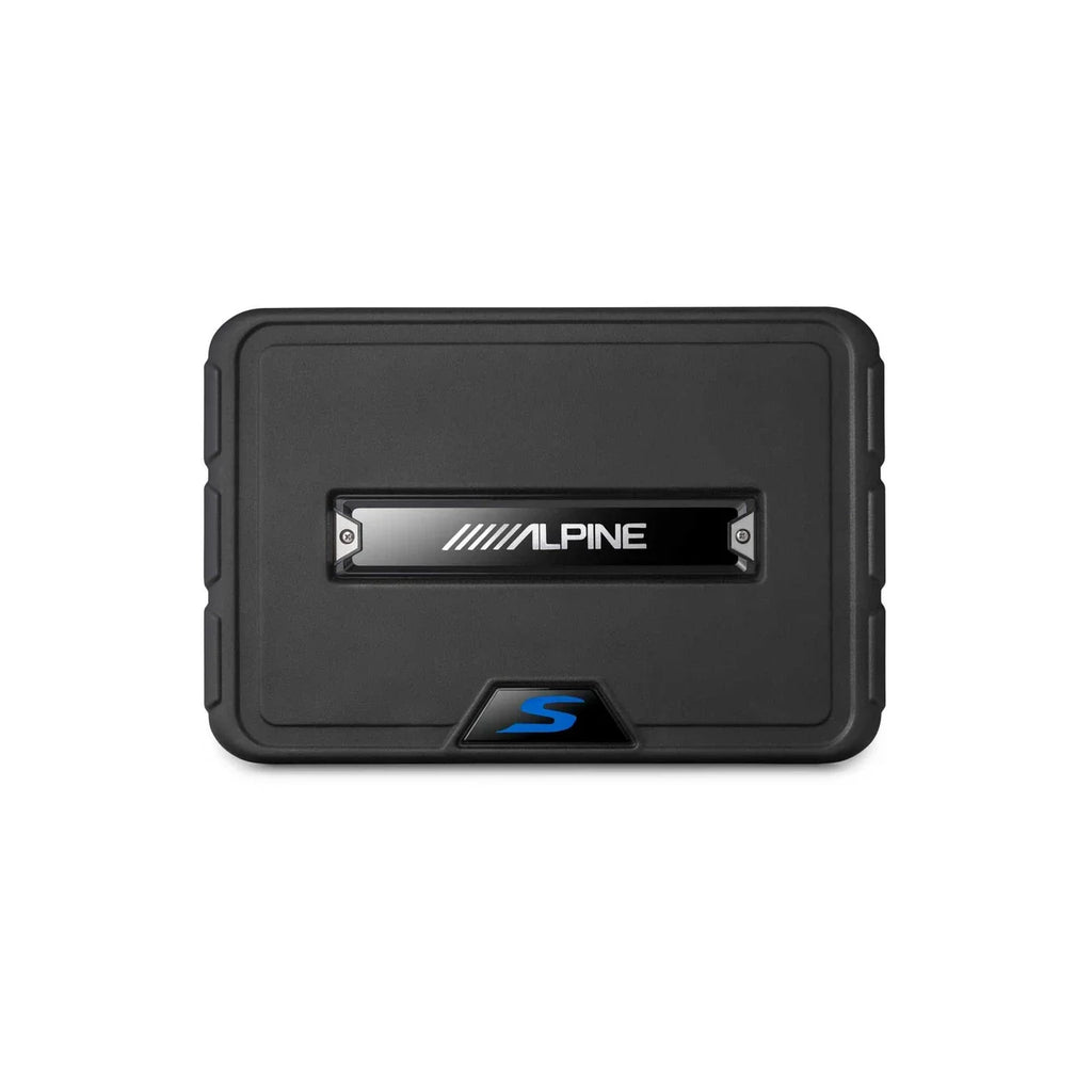 Alpine S2-A55V 5-Ch Amplifier + SS-SB10 10" Shallow Loaded Subwoofer + RUX-KNOB.2 Bass Knob + Accessory Bundle