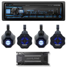 Load image into Gallery viewer, Alpine SPV-65RGB-CAN+KTA-30FW+UTE-73BT 6.5” Cage-Mounted Universal Weather-Resistant Coaxial RGB LED Speaker Pods with Amp &amp; Source