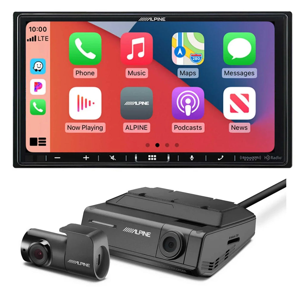 Alpine iLX-407 7" Receiver + DVR-C320R Front & Rear Dash Camera + Accessory Bundle