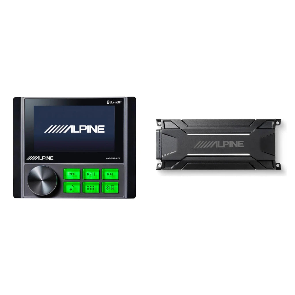 Alpine KAC-CMD-CTR Power Sports Commander + KTA-30FW 4-Ch Amp + Accessory Bundle