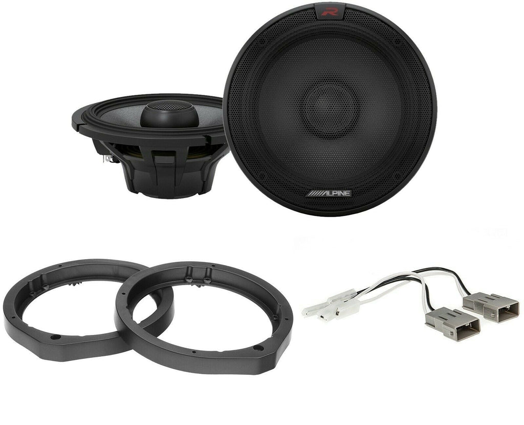Alpine R2-S65 + Front or Rear Speaker Adapters + Harness Fit Select Honda Acura Vehicles