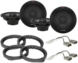 2 Alpine R2-S65 + Front & Rear Speaker Adapters + Harness Fit Select Honda Acura Vehicles