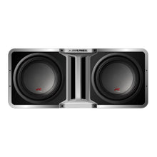 Load image into Gallery viewer, Pkg Pair of R-SB10V Alpine Halo Series 10" linkable ported subwoofer enclosure + Alpine KTX-H10 Linking Kit