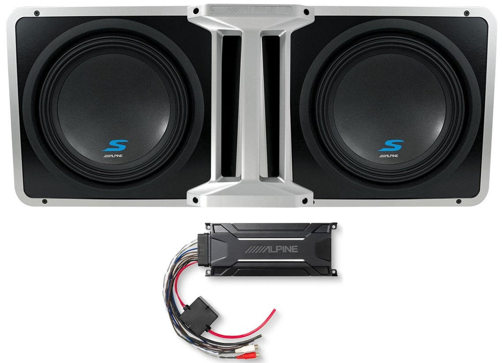 2 Alpine S-SB10V Loaded 10" 600W S-W10D4 Ported Sub Box + KTA-30MW Amplifier