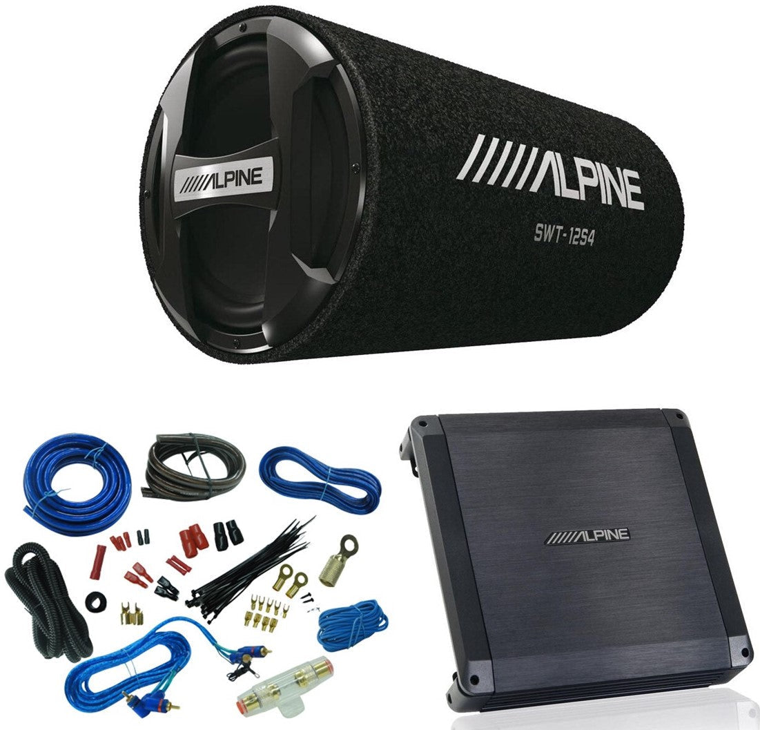 Alpine BBX-T600 AMP SWT-12S4 12" Bass Reflex Sub Bass Tube & KIT4 4G Amp Kit