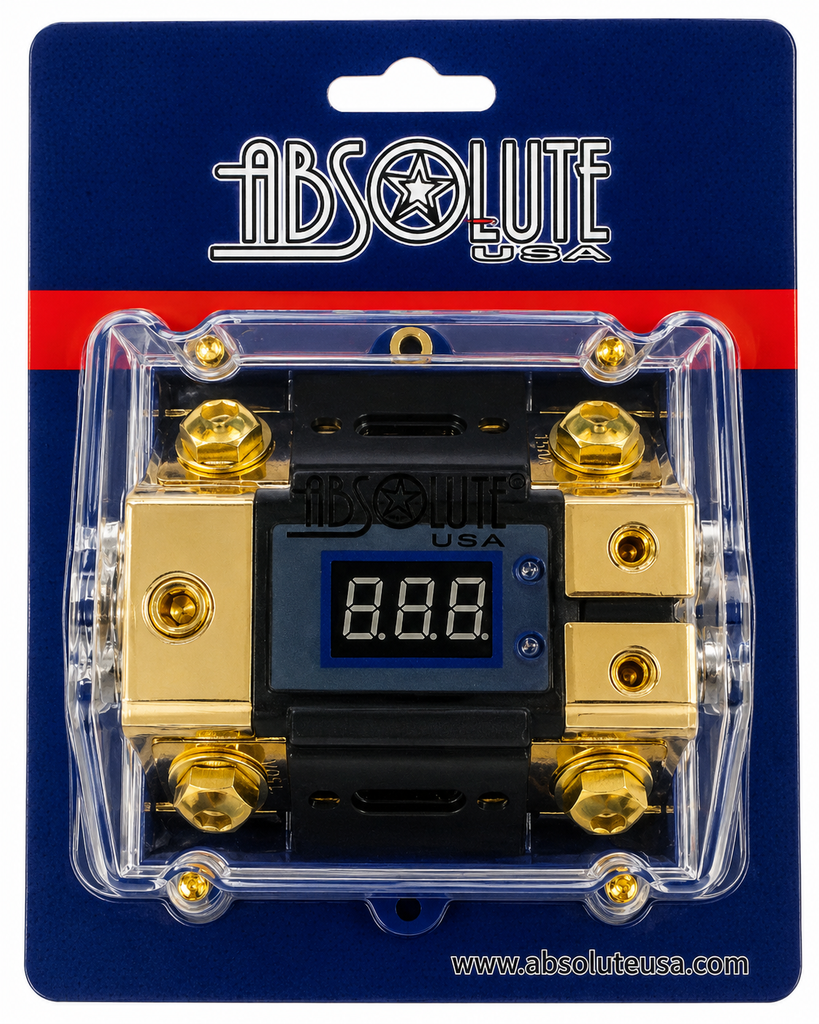 2 Absolute AND-600 Digital ANL Fuse Holder LED Voltmeter Display 0/4 Gauge Power Distribution Block Includes (2) 150A ANL Fuse