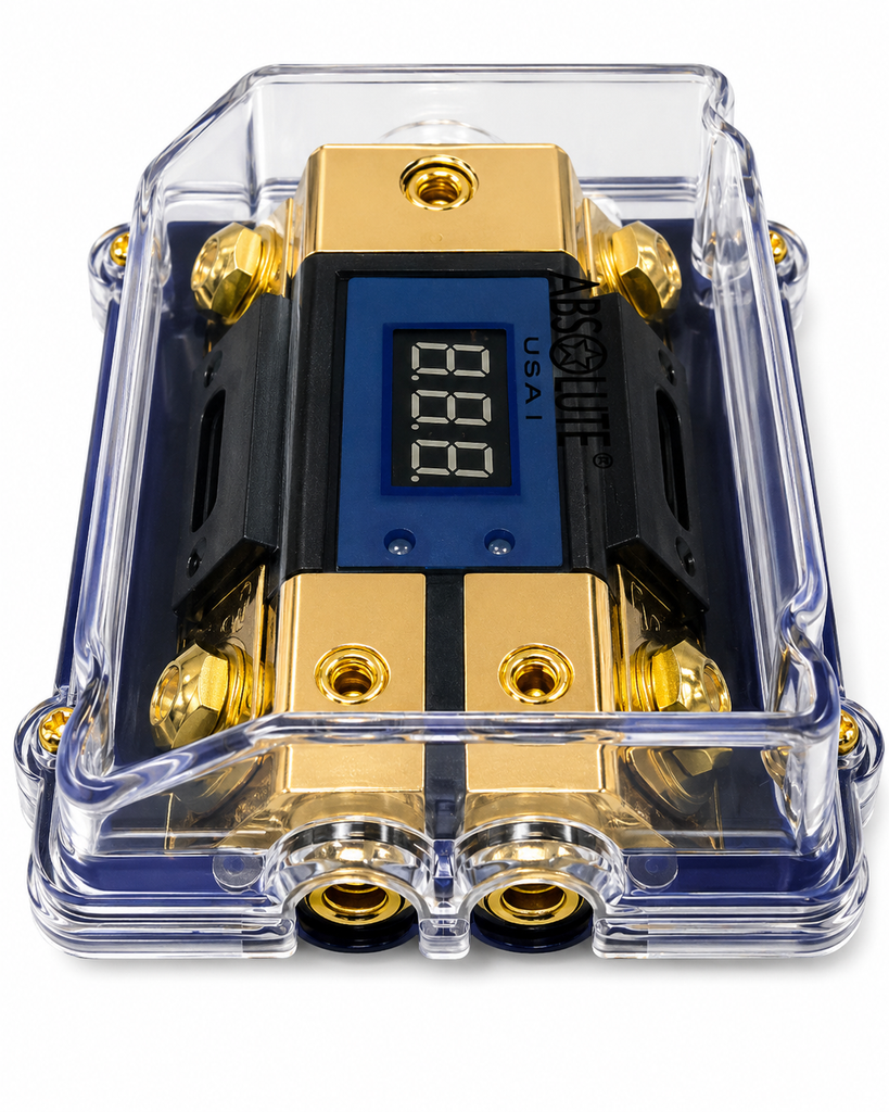 Absolute AND-600 Digital ANL Fuse Holder LED Voltmeter Display 0/4 Gauge Power Distribution Block Includes (2) 150A ANL Fuse