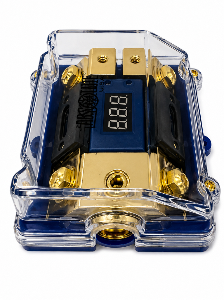 Absolute AND-600 Digital ANL Fuse Holder LED Voltmeter Display 0/4 Gauge Power Distribution Block Includes (2) 150A ANL Fuse
