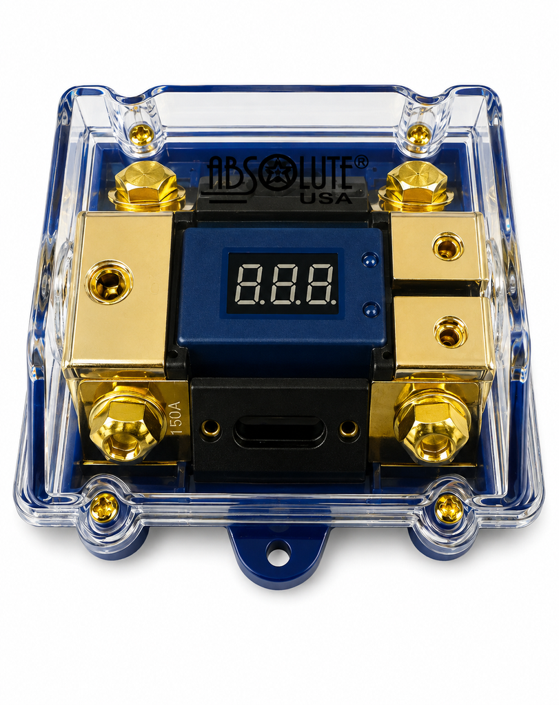 Absolute AND-600 Digital ANL Fuse Holder LED Voltmeter Display 0/4 Gauge Power Distribution Block Includes (2) 150A ANL Fuse