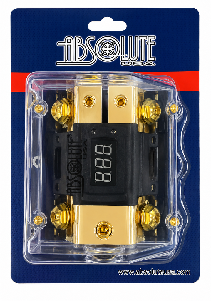 Absolute AND-600 Digital ANL Fuse Holder LED Voltmeter Display 0/4 Gauge Power Distribution Block Includes (2) 150A ANL Fuse