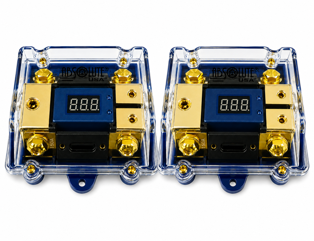 2 Absolute AND-600 Digital ANL Fuse Holder LED Voltmeter Display 0/4 Gauge Power Distribution Block Includes (2) 150A ANL Fuse