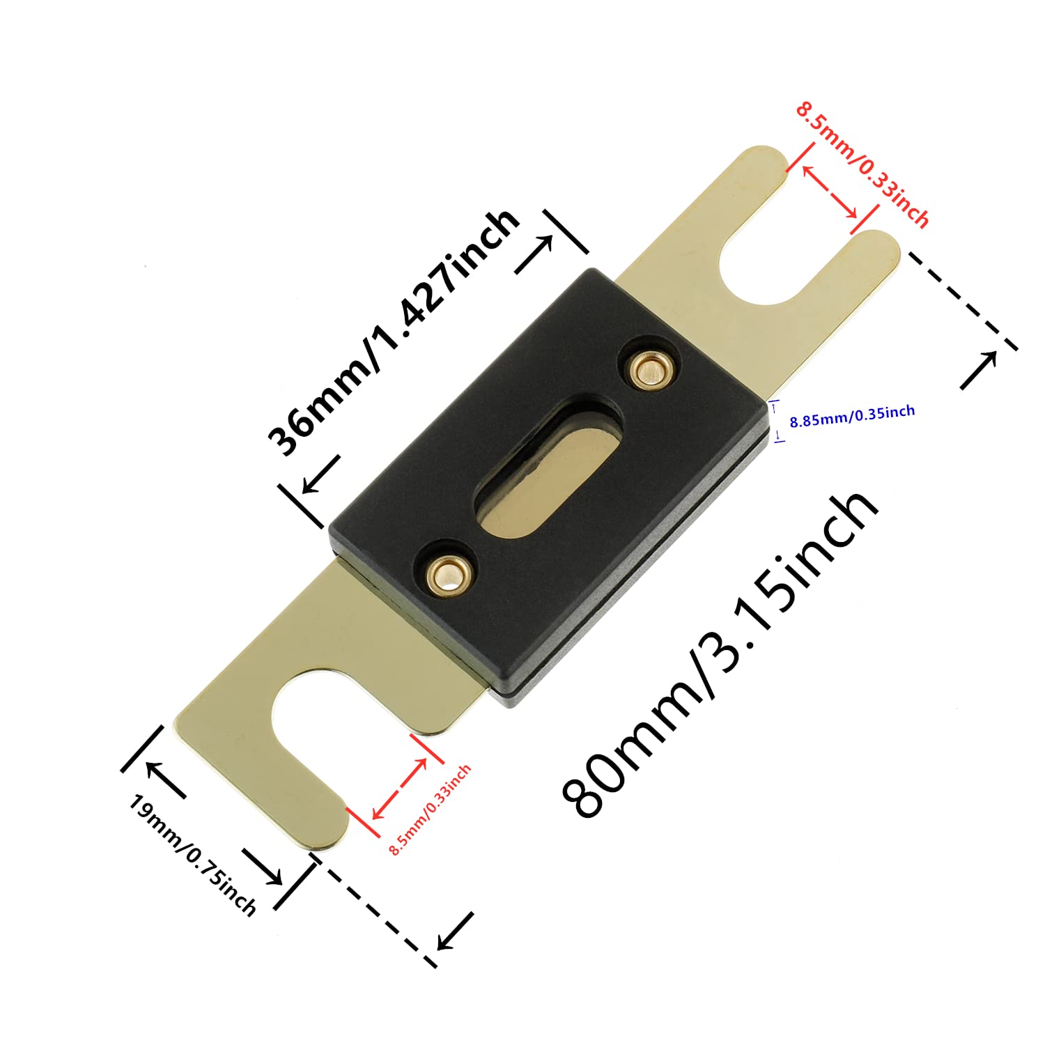 4 American Terminal ANL80GL 80 Amp Gold-Plated ANL Fuse with Status Indicator