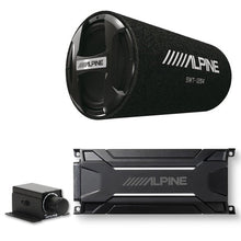 Load image into Gallery viewer, Alpine SWT-12S4 12" Bass System with Alpine KTA-30MW Mono Weather Resistant Tough Power Pack Amplifier and RUX-KNOB.2 Bass Knob