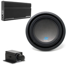 Load image into Gallery viewer, Alpine S-W10D2 RUX-KNOB.2 KTA-200M Mono Power Pack Class-D Amp with S-W10D2 10" Subwoofer and RUX-KNOB.2 Bass Knob
