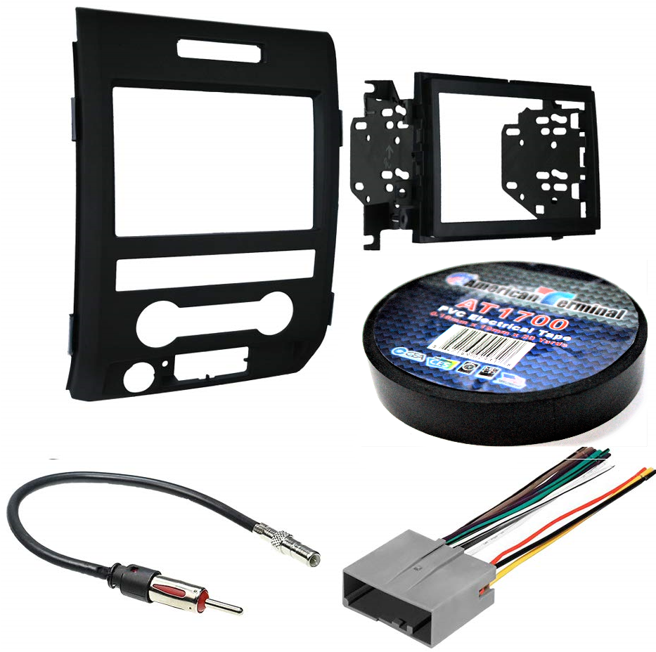 Car Stereo Installation Kit Compatible Fit Ford F150 2009 – 2012 In-Dash Mounting Kit Antenna, and Harness for Double Din Radio Receivers