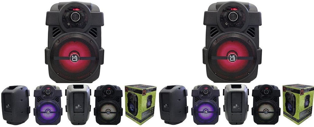 2 MR DJ PSE80BT 8" Portable Bluetooth Active Speaker Rechargeable Battery Party Speaker 1200 Watts