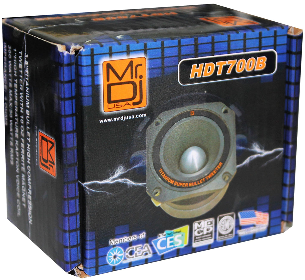 MR DJ HDT700B 3.5-in Titanium Bullet Tweeter w/ 10 Ounce Ferrite Magnet Black