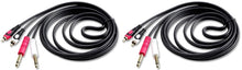 Load image into Gallery viewer, 2 CDQR3 3 Feet Dual 1/4" TS Mono to Dual RCA Male Pro DJ PA Audio Cable