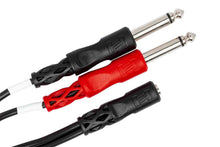 Load image into Gallery viewer, Hosa YMP-434 Stereo Breakout Cable 3.5 mm TRSF to Dual 1/4 in TS