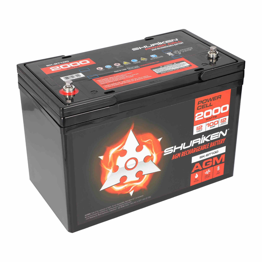 Shuriken SK-BT100 12V High Performance AGM Power Cell Battery for Systems Up To 2000 Watts