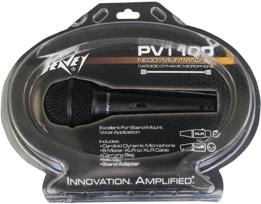 2 Peavey PVI100XLR Wired Dynamic Cardioid Vocal Microphone+Case+Mic Clip + Cable