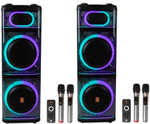 Load image into Gallery viewer, 2 MR DJ BEVERLY HILLS 55000W Dual 12” Bluetooth Rechargeable Party Speaker Ring Partylights 2 Wireless Mic TWS Portable DJ PA System