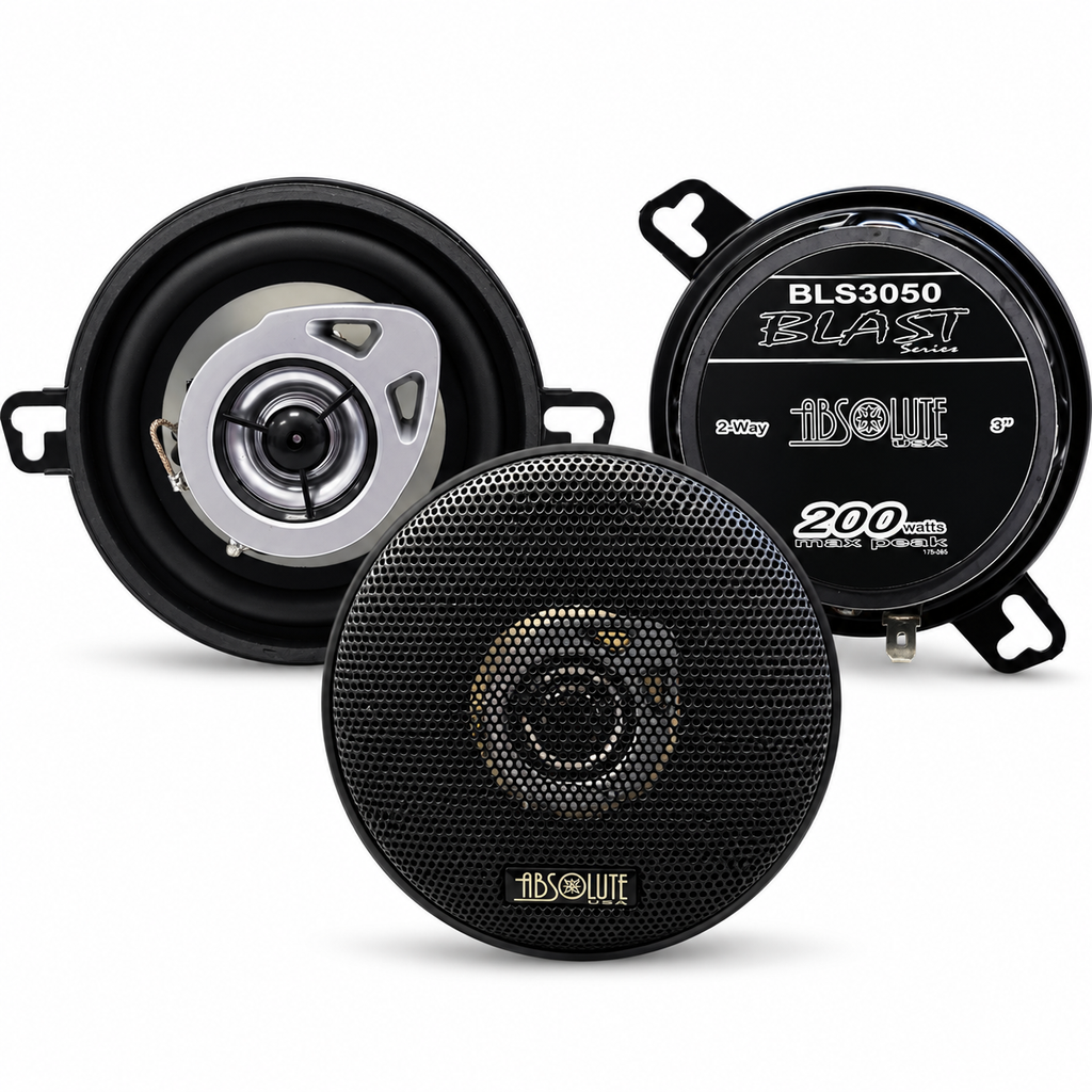 2 Pair Absolute BLS-3050 3.5" 2-Way 200W Full-Range Coaxial Car Speakers