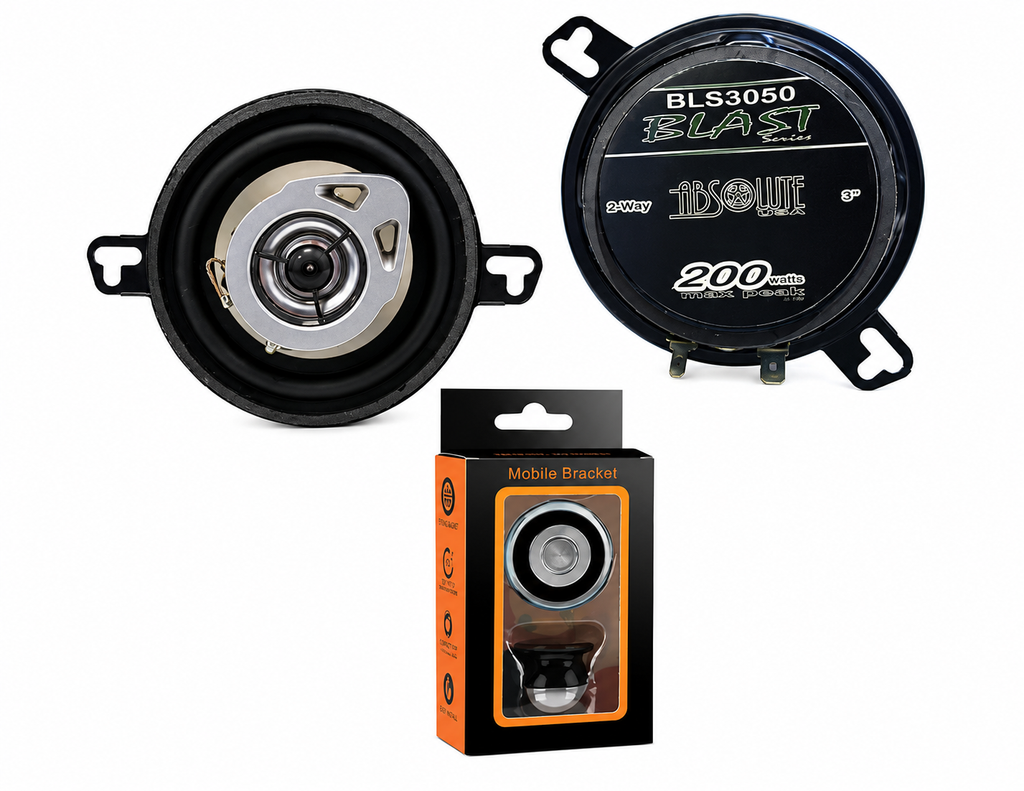 Absolute BLS-3050 3.5" 2-Way 200W Full Range Coaxial Speakers & magnetic phone