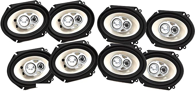 4 Pair Absolute BLS-6803 Blast Series 640W 6x8" 5x7" 3 Way Car/Marine/ATV/UTV Speakers