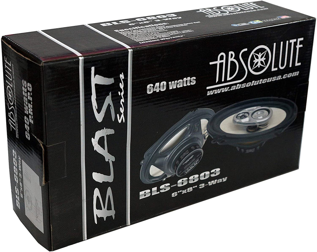 4 Pair Absolute BLS-6803 Blast Series 640W 6x8" 5x7" 3 Way Car/Marine/ATV/UTV Speakers