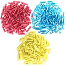 Load image into Gallery viewer, 300Pcs Red Blue Yellow Nylon Butt Connector 22-18 16-14 12-10 AWG Gauge Insulated