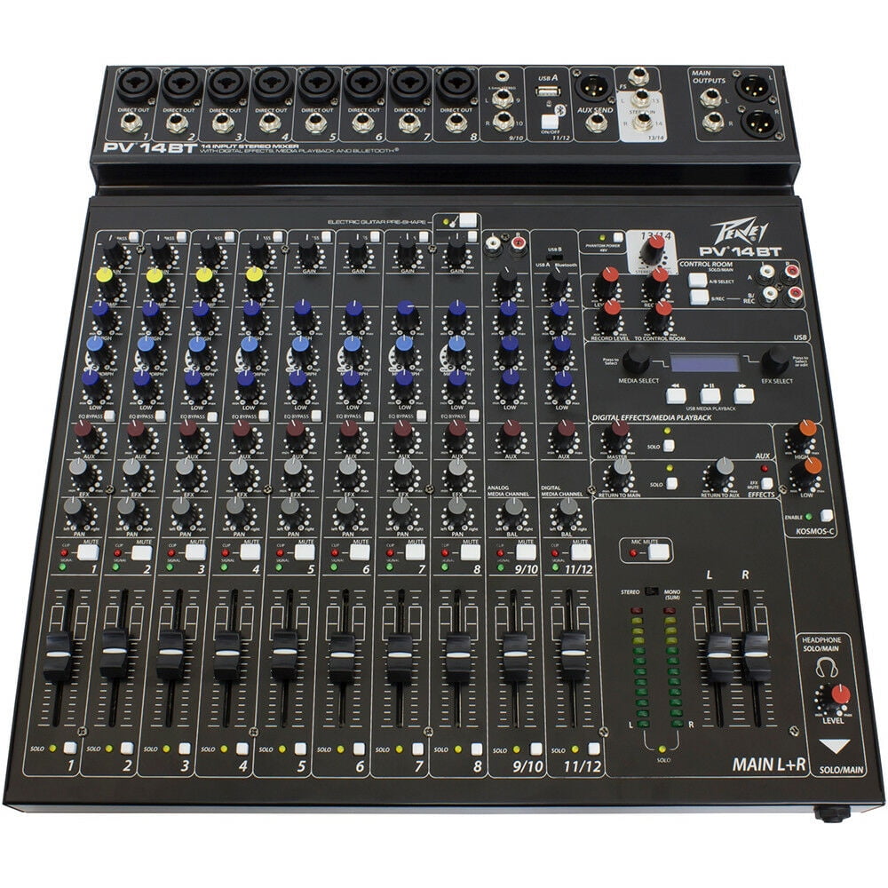 Peavey PV 14 BT Stereo 8-Channel Recording Mixer Bluetooth Connectivity