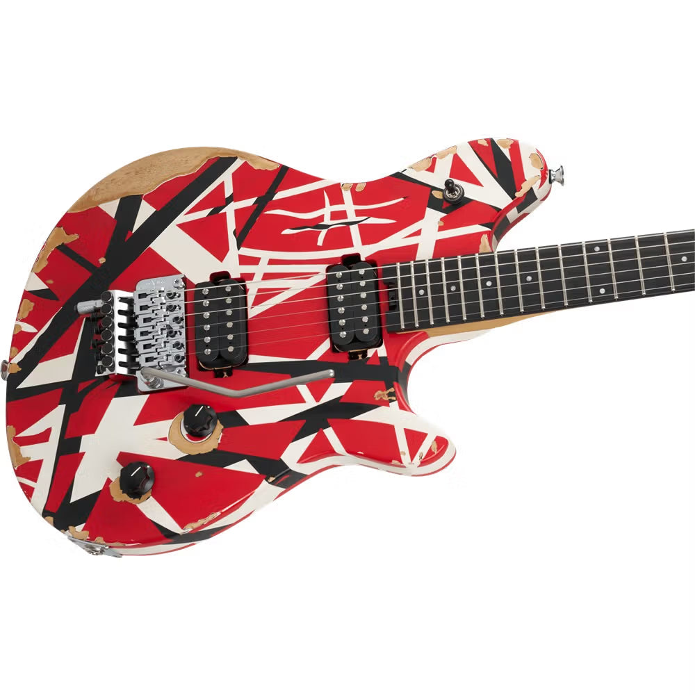 EVH 5107500315 Wolfgang Special Striped Series (Red Black and White Aged)