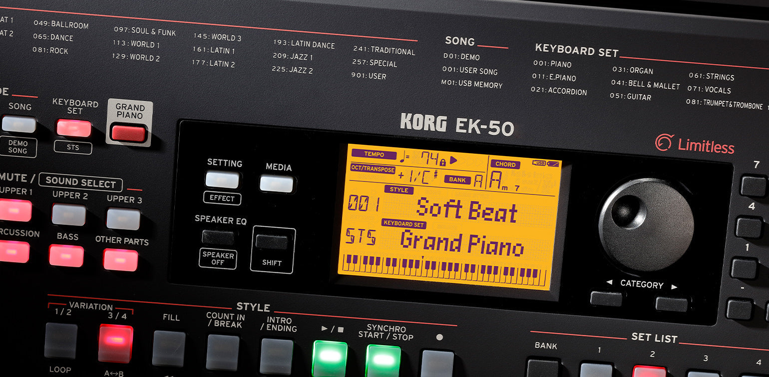 Korg EK50L Entertainer Keyboard Speakers for Live Performance and Monitoring