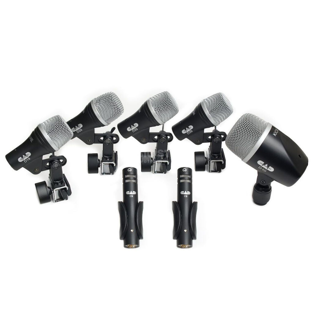 CAD Audio Stage7 7-Piece Drum Instrument Mic Carrying Case + 2 Mic Stands & 2 Kick Stands + 7 XLR Mic Cables