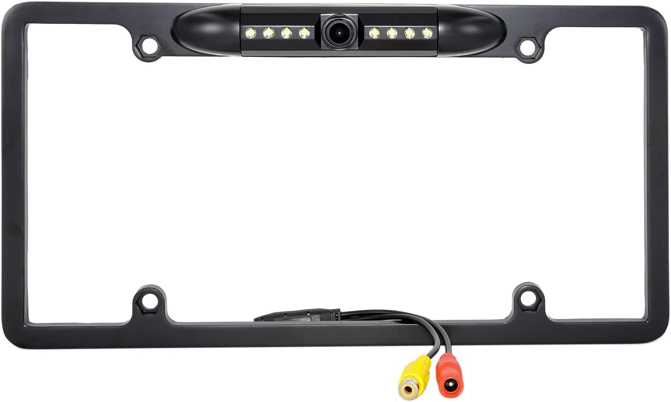 12V Car Front or Rearview Reverse View Backup Camera 8 IR Night Vision US License Plate Frame Black