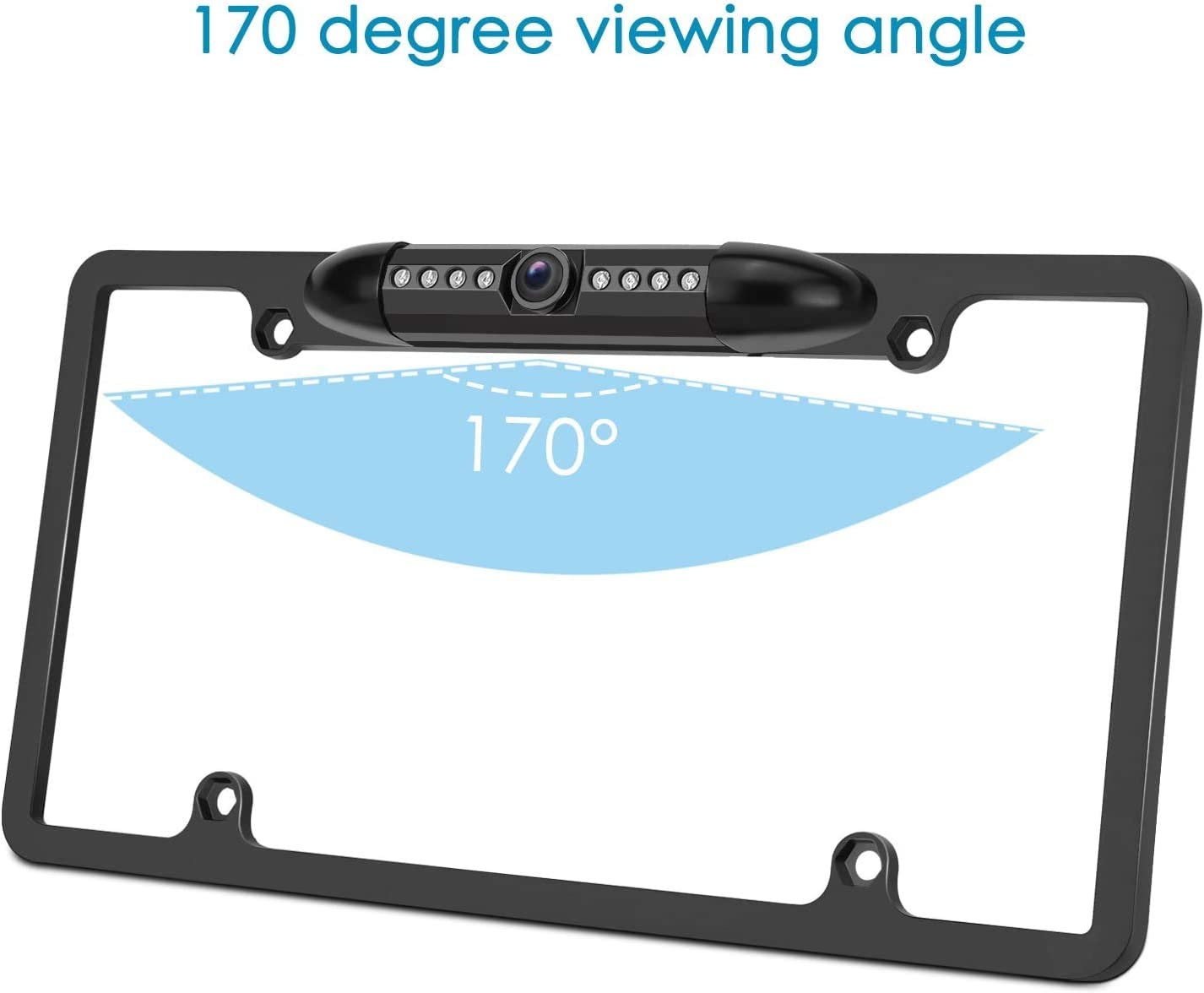 Backup Camera Rearview License Plate Frame for Jensen CAR8000 Black