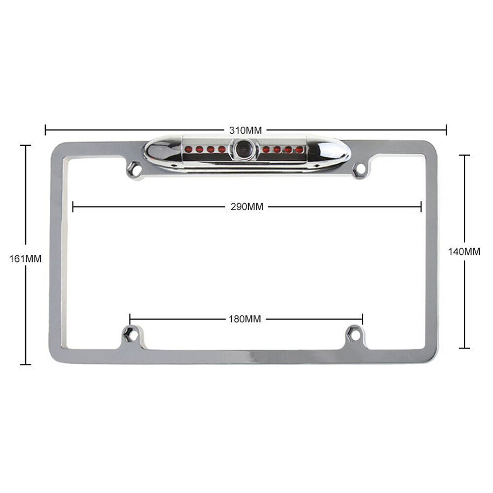 For Alpine X209-WRA-OR Night Vision Color Rear View Camera Chrome License Frame
