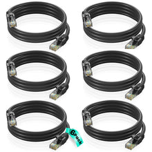 Load image into Gallery viewer, 6 A-T 3' Cat6a Ethernet network patch cable RJ45 23AWG 600M solid copper wire 3' black