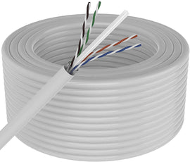 1000' Cat6 Ethernet White Bulk Network Cable 23AWG 600Mhz UL Bare Solid Copper Wire UTP 1000' White