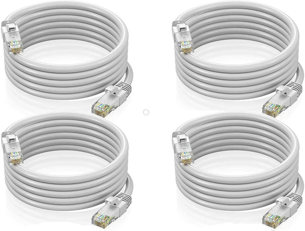 4 Cat6a Ethernet Network Patch Cable RJ45 23AWG 600Mh Solid Copper Wire 3' White