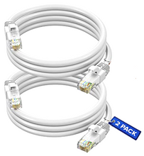Load image into Gallery viewer, 2 Patron Cat6a Ethernet Network Patch Cable RJ45 23AWG 600Mh Solid Copper Wire 3' White