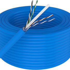 1000' Cat6 Ethernet Blue Bulk Network Cable 23AWG 600Mhz UL Bare Solid Copper Wire UTP 1000' Blue
